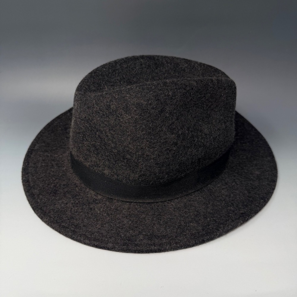 Biltmore 1917 Mens Wool Fedora Hat Charcoal Grey Medium Grosgrain Ribbon Band - Picture 8 of 16